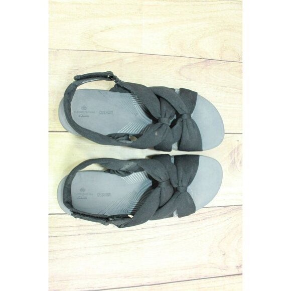 Clarks Arla Meg Cloudsteppers Black Nylon Cushioned Flat Sandals Size 9 M - Picture 7 of 9